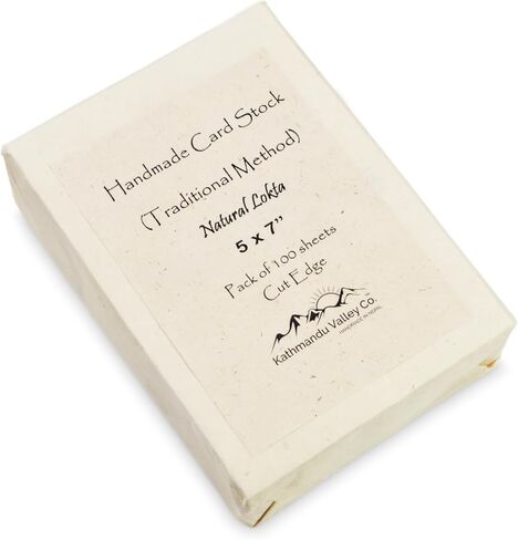 Kathmandu Valley Co. Deluxe 5x7 inch Lokta Card Stock Paper (Japanese Washi Method) with Clean-cut Edges for Vintage Stationery, Printing Decorative Wedding Invitations. Handmade in Nepal (100 Sheets) in Kuwait