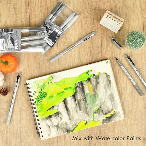 HNIHUY Dual Brush Pen Art Markers, 6 Gray Colors Set, Fine Tips Markers and Brush Tips Perfect for Blendable, Coloring, Sketching, Painting, Calligraphy, Illustration for Artists in Saudi Arabia