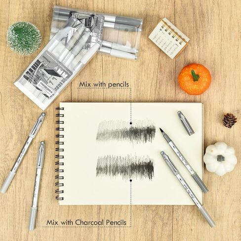 HNIHUY Dual Brush Pen Art Markers, 6 Gray Colors Set, Fine Tips Markers and Brush Tips Perfect for Blendable, Coloring, Sketching, Painting, Calligraphy, Illustration for Artists in Saudi Arabia