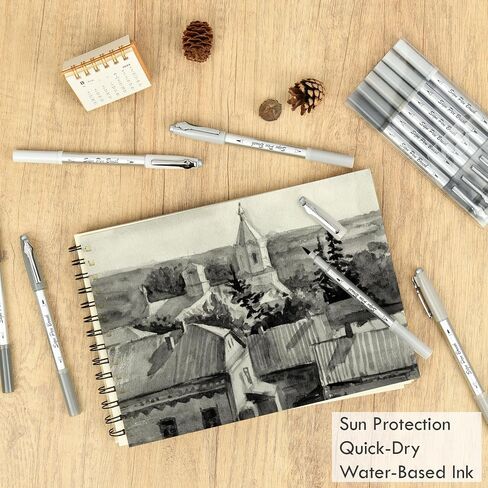 HNIHUY Dual Brush Pen Art Markers, 6 Gray Colors Set, Fine Tips Markers and Brush Tips Perfect for Blendable, Coloring, Sketching, Painting, Calligraphy, Illustration for Artists in Saudi Arabia