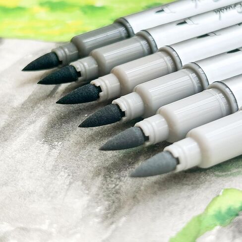 HNIHUY Dual Brush Pen Art Markers, 6 Gray Colors Set, Fine Tips Markers and Brush Tips Perfect for Blendable, Coloring, Sketching, Painting, Calligraphy, Illustration for Artists in Saudi Arabia