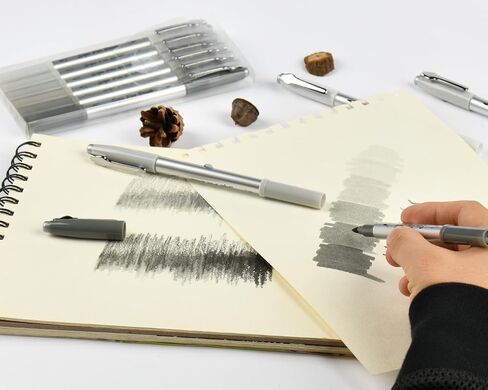 HNIHUY Dual Brush Pen Art Markers, 6 Gray Colors Set, Fine Tips Markers and Brush Tips Perfect for Blendable, Coloring, Sketching, Painting, Calligraphy, Illustration for Artists in Saudi Arabia