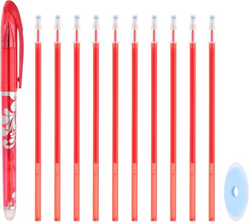 PATIKIL Erasable Gel Pens with 10 Refills & 1 Erasers, 0.5mm Heat Erasable Pens for Fabric Red Ink Fabric Marking Pen for Sewing Quilting Planner Writing in Saudi Arabia