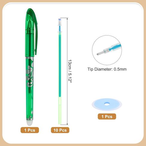 PATIKIL Erasable Gel Pens with 10 Refills & 1 Erasers, 0.5mm Heat Erasable Pens for Fabric Red Ink Fabric Marking Pen for Sewing Quilting Planner Writing in Saudi Arabia