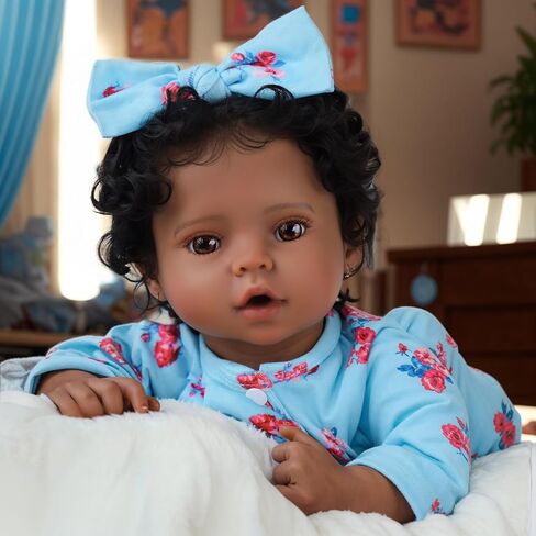 SCOM Lifelike Reborn Black Girl - 20 Inch African American Newborn Baby Girl, Real Life Baby Dolls with Weighted Soft Cloth Body for Kids Age 3 + in Kuwait