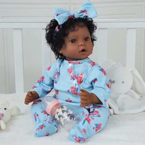 SCOM Lifelike Reborn Black Girl - 20 Inch African American Newborn Baby Girl, Real Life Baby Dolls with Weighted Soft Cloth Body for Kids Age 3 + in Kuwait