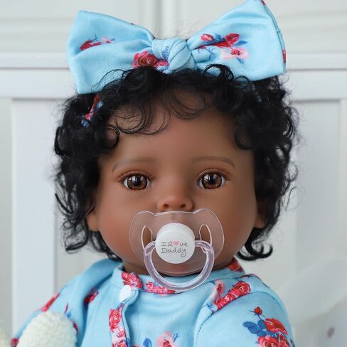 SCOM Lifelike Reborn Black Girl - 20 Inch African American Newborn Baby Girl, Real Life Baby Dolls with Weighted Soft Cloth Body for Kids Age 3 + in Kuwait