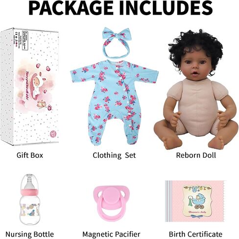 SCOM Lifelike Reborn Black Girl - 20 Inch African American Newborn Baby Girl, Real Life Baby Dolls with Weighted Soft Cloth Body for Kids Age 3 + in Kuwait