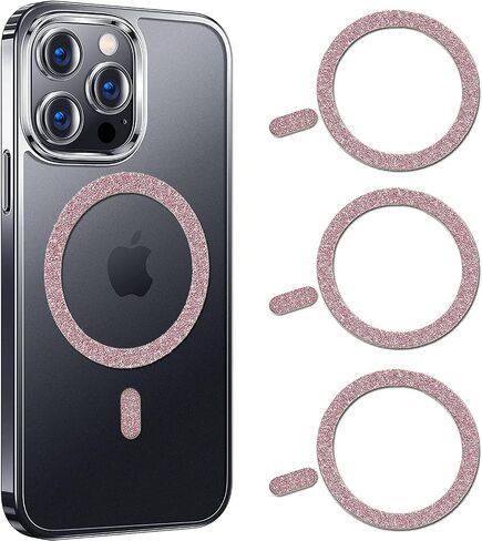 COJOC for MagSafe Ring Stickers, Glitter Universal Magnetic Metal Ring Compatible with Magsafe Accessories & Wireless Charging for iPhone 16/15/14/13 Pro Max Mini, Galaxy Series and Phone Case,Silver in Kuwait