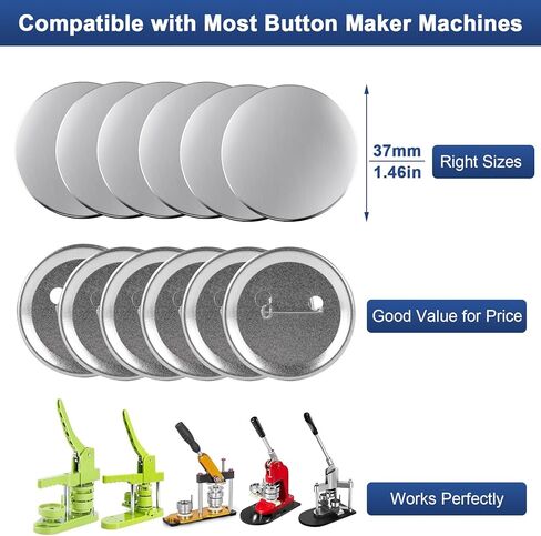 200 Set Button Button Maker ، أجزاء زراعة الأزرار ، أجزاء الشارة الفارغة المعدنية لزر زر صانع صانع صانع الأزرار. in Kuwait