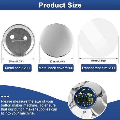 200 Set Button Button Maker ، أجزاء زراعة الأزرار ، أجزاء الشارة الفارغة المعدنية لزر زر صانع صانع صانع الأزرار. in Kuwait