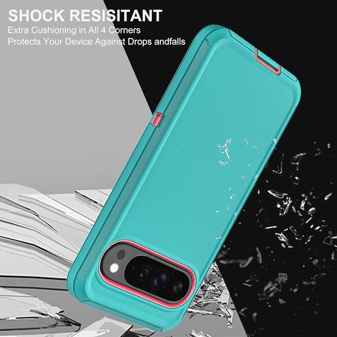 بالنسبة إلى Google Pixel 9 Case/Pixel 9 Pro Case ، الصف 3 العسكري في 1 حالة إثبات الصدمات/الإسقاط الثقيلة مع واقي شاشة زجاجي مقسى (أسود/أسود) in Kuwait