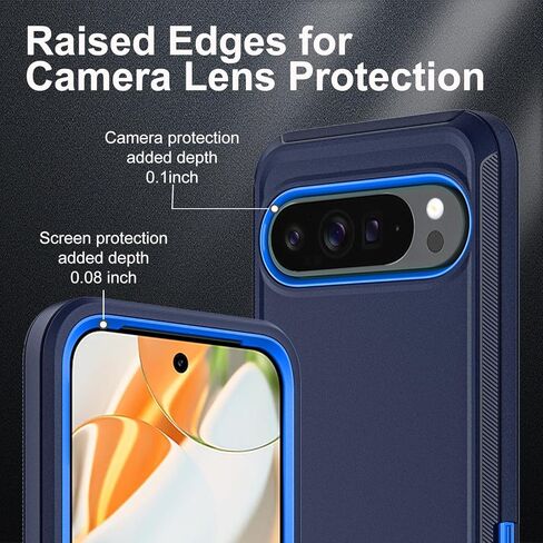 بالنسبة إلى Google Pixel 9 Case/Pixel 9 Pro Case ، الصف 3 العسكري في 1 حالة إثبات الصدمات/الإسقاط الثقيلة مع واقي شاشة زجاجي مقسى (أسود/أسود) in Kuwait