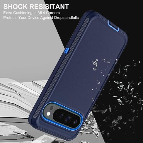 بالنسبة إلى Google Pixel 9 Case/Pixel 9 Pro Case ، الصف 3 العسكري في 1 حالة إثبات الصدمات/الإسقاط الثقيلة مع واقي شاشة زجاجي مقسى (أسود/أسود) in Kuwait