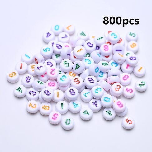 ToBeIT 800Pcs Glow Number Beads Mix Acrylic Beads Glow in Dack Beads for DIY Jewelry Making (bgglow-Color) in Saudi Arabia