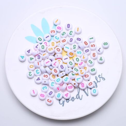 ToBeIT 800Pcs Glow Number Beads Mix Acrylic Beads Glow in Dack Beads for DIY Jewelry Making (bgglow-Color) in Saudi Arabia