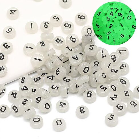 ToBeIT 800Pcs Glow Number Beads Mix Acrylic Beads Glow in Dack Beads for DIY Jewelry Making (bgglow-Color) in Saudi Arabia