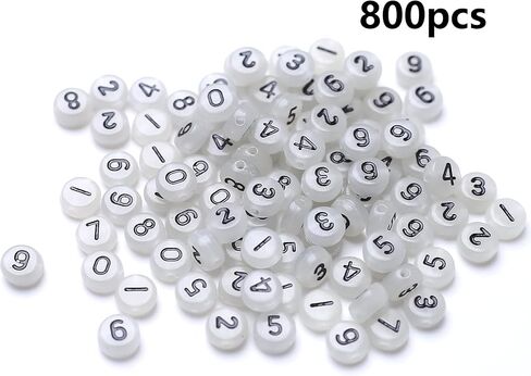ToBeIT 800Pcs Glow Number Beads Mix Acrylic Beads Glow in Dack Beads for DIY Jewelry Making (bgglow-Color) in Saudi Arabia