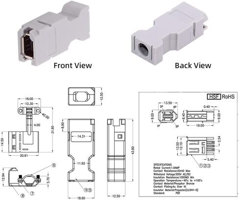 NFHK SM-6P I/O Connector IEEE 1394 6Pin CN3 Plug 55100-0670 Male JZSP-CMP9-1-E Compatible with Yaskawa Panasonic Servo 54280-0609 in Kuwait