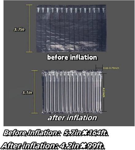 Cushioning Packaging - Inflatable Pillow, 4.2in x 99ft, Crash Proof Bubble Columns, for small items to be shipped, fill in box gaps (4.4in×99ft) in Saudi Arabia