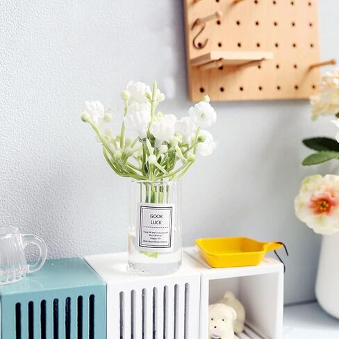 Miniature Flower in Vase Dollhouse Mini Jasmine Flowers Handmade Easily Matched Dollhouse Accessories Flower Vase Set Model Decor for 1:6 or1:8 Scale Micro Landscape (Pink) in Kuwait