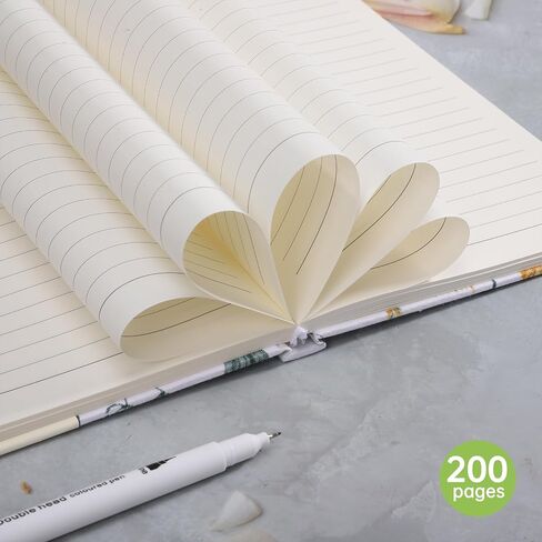Floral Hardcover Notebook, Flower Journal for women, A5, 201 Pages, Printed Fabric Cloth Journal, Similar Embroidered Linen Journal, Garden Journal, White in Saudi Arabia