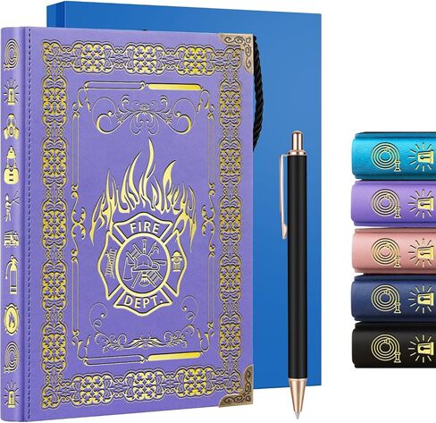 Black A5 Firefighter Gifts for Men Faux Leather Vintage Notebook Firefighter Graduation Gifts Firefighters Prayer Gifts,200 Pages 120 Gsm Thick Ruled Paper With Pen,Firefighters Gifts for Brother Friends (Firefighter Black) in Saudi Arabia