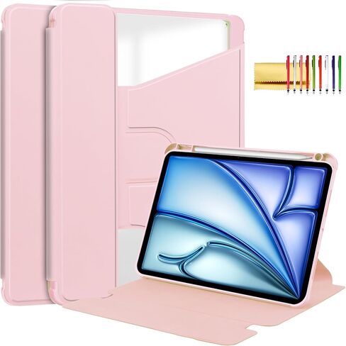 Keyboard Case for iPad Air 13-inch (M2) 2024, 360 Degree Rotating Stand Soft TPU Edge Transparent Hard Back Cover with Pencil Holder (Keyboard Not Included), Baby Blue in Kuwait