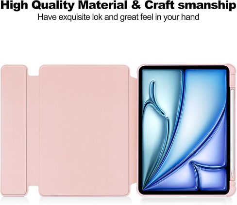 Keyboard Case for iPad Air 13-inch (M2) 2024, 360 Degree Rotating Stand Soft TPU Edge Transparent Hard Back Cover with Pencil Holder (Keyboard Not Included), Baby Blue in Kuwait