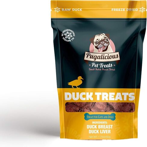 Pugalicious Pet Treats (3.5oz/100g (1 Bag) for Dogs & Cats, Made in USA, Freeze Dried, 100% Duck Meat and Liver, No Added Preservatives, All Natural, Pet Training Treats … in Saudi Arabia