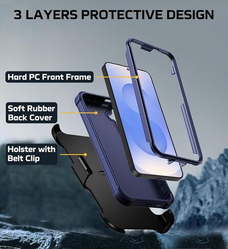 بالنسبة لحالة Samsung Glaxy S25 Plus ، Samsung Glaxy S24 Plus ، حالة الهاتف الثقيلة للحماية من Samsung Glaxy S25 Plus/S24 Plus 5g مع حافظة Kickstand & Belt Clip (أسود) in Kuwait