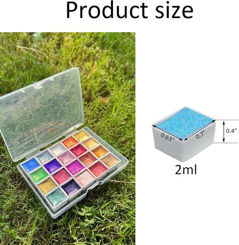 20 Colors Metallic Watercolor Paints (2ml Per Grid) - Mini Glitter Travel Art Watercolor Metallic Paint set, Profession Metallic Pearlescent Solid Watercolor Painting Set - Color B# in Saudi Arabia