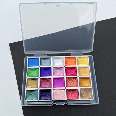 20 Colors Metallic Watercolor Paints (2ml Per Grid) - Mini Glitter Travel Art Watercolor Metallic Paint set, Profession Metallic Pearlescent Solid Watercolor Painting Set - Color B# in Saudi Arabia