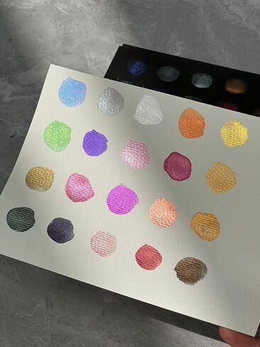 20 Colors Metallic Watercolor Paints (2ml Per Grid) - Mini Glitter Travel Art Watercolor Metallic Paint set, Profession Metallic Pearlescent Solid Watercolor Painting Set - Color B# in Saudi Arabia