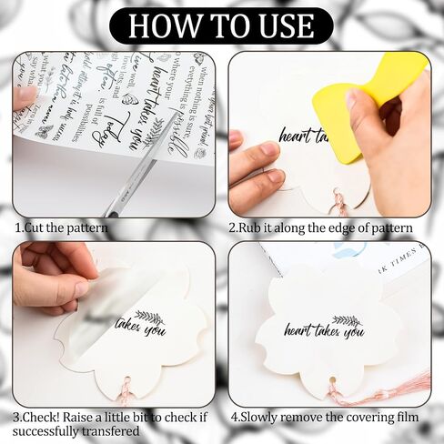 WANDIC 5 Sheets Rub On Transfer Stickers Butterfly Decals Black Inspiration Word Stickers Furniture Windows Craft Decals for Home Office,11.8 * 3.9in in Saudi Arabia