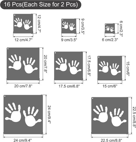 PATIKIL Hand Stencils, 16 Pcs Painting Stencils Reusable Plastic for Painting on Wall, Wood, Fabric in Saudi Arabia
