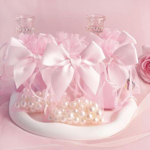 Esdallina 40 PCS 3.6"x4.7"(9x12cm) Premium Sheer Organza Bags Pink Wedding Favor Bags Jewelry Gift Bags for Party Christmas Festival in Saudi Arabia