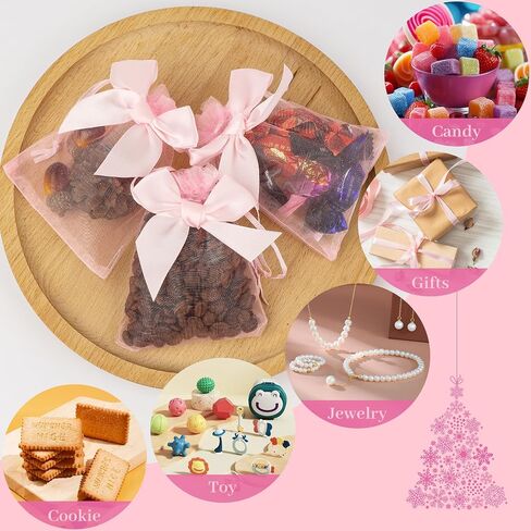 Esdallina 40 PCS 3.6"x4.7"(9x12cm) Premium Sheer Organza Bags Pink Wedding Favor Bags Jewelry Gift Bags for Party Christmas Festival in Saudi Arabia