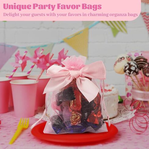 Esdallina 40 PCS 3.6"x4.7"(9x12cm) Premium Sheer Organza Bags Pink Wedding Favor Bags Jewelry Gift Bags for Party Christmas Festival in Saudi Arabia
