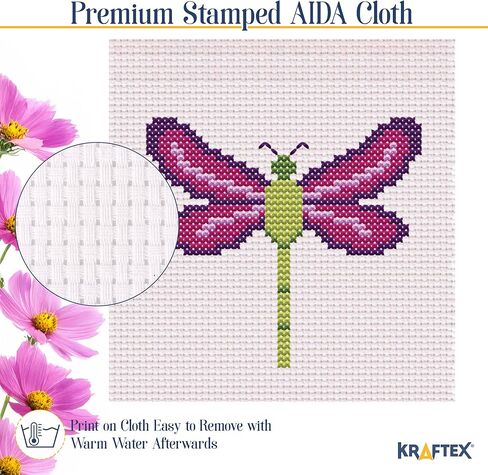 مجموعات غرز متقاطعة مختومة بالزهور من Kraftex للمبتدئين - 3 عبوات. أنماط التطريز بالإبرة DIY للبالغين والأطفال. مجموعات سهلة عبر الابره للمبتدئين in Kuwait