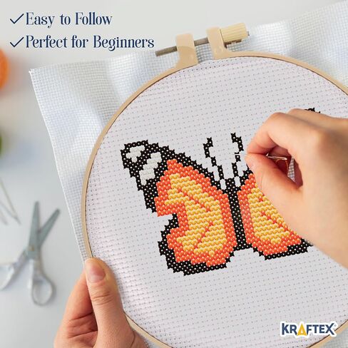 مجموعات غرز متقاطعة مختومة بالزهور من Kraftex للمبتدئين - 3 عبوات. أنماط التطريز بالإبرة DIY للبالغين والأطفال. مجموعات سهلة عبر الابره للمبتدئين in Kuwait