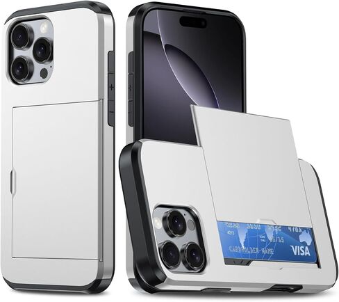 متوافق مع iPhone 15 Pro Wallet Case مع حامل بطاقة الائتمان خفية فتحة بطاقة Slim Prochproof Hard Cover for Women Man ، Black in Kuwait