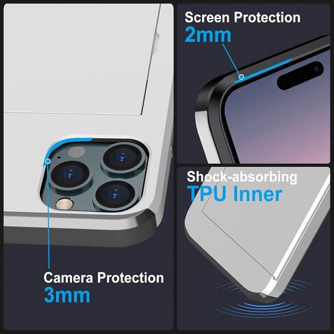 متوافق مع iPhone 15 Pro Wallet Case مع حامل بطاقة الائتمان خفية فتحة بطاقة Slim Prochproof Hard Cover for Women Man ، Black in Kuwait