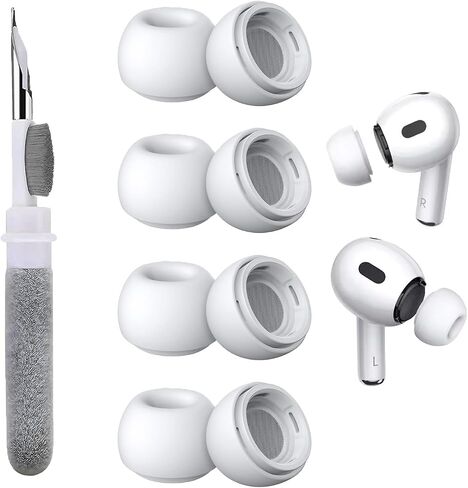 [4 Pairs] Replacement Ear Tips for AirPods Pro and AirPods Pro 2nd Generation with Noise Reduction Hole, 3 in 1 Cleaner Kit for AirPods 1 2 3 Pro/Pro 2, Silicone Ear Tips for AirPods Pro (XS/S/M/L) in Saudi Arabia