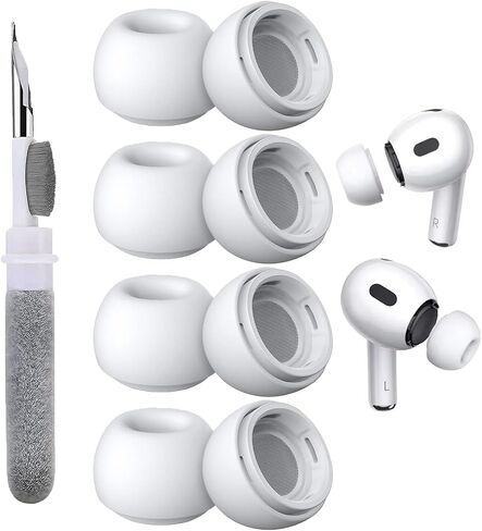 [4 Pairs] Replacement Ear Tips for AirPods Pro and AirPods Pro 2nd Generation with Noise Reduction Hole, 3 in 1 Cleaner Kit for AirPods 1 2 3 Pro/Pro 2, Silicone Ear Tips for AirPods Pro (XS/S/M/L) in Saudi Arabia