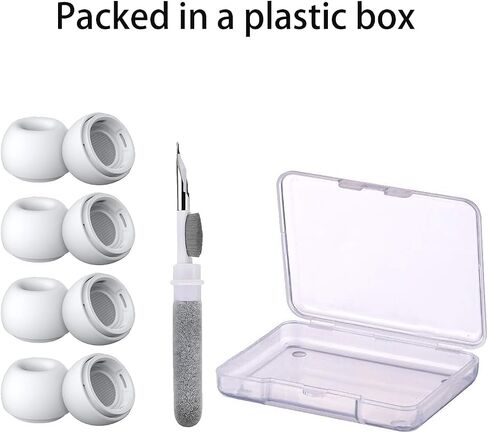 [4 Pairs] Replacement Ear Tips for AirPods Pro and AirPods Pro 2nd Generation with Noise Reduction Hole, 3 in 1 Cleaner Kit for AirPods 1 2 3 Pro/Pro 2, Silicone Ear Tips for AirPods Pro (XS/S/M/L) in Saudi Arabia