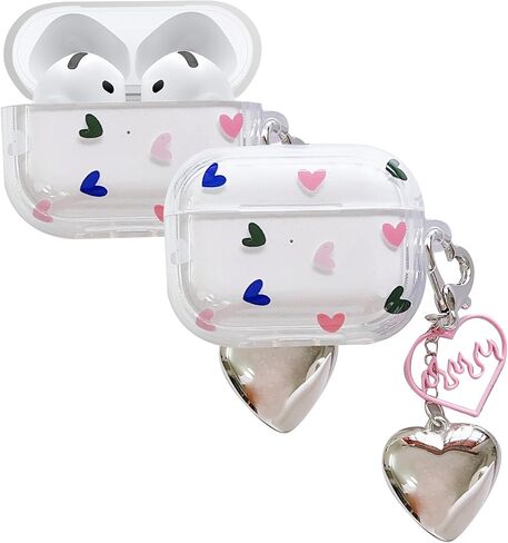 Case Compatiable for AirPod Pro 2nd/1st Generation,Cute Pattern Soft TPU Clear Protective Cover Case with Keychain and Carabiner for Girls Women for AirPods Pro 2/Pro Case (Red Strawberry) in Saudi Arabia