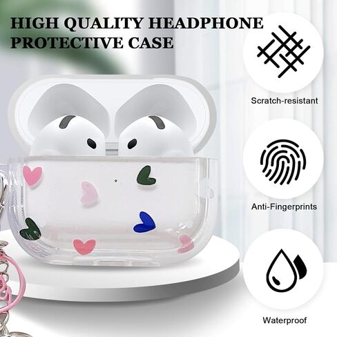 Case Compatiable for AirPod Pro 2nd/1st Generation,Cute Pattern Soft TPU Clear Protective Cover Case with Keychain and Carabiner for Girls Women for AirPods Pro 2/Pro Case (Red Strawberry) in Saudi Arabia