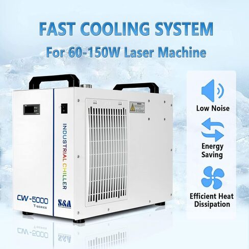 S&A CW-5000 DG Industrial Water Chiller 7L 1.14HP 2.64gpm Water Cooling System for 40W 50W 60W 70W 80W 90W 100W CO2 Laser Engraving & Cutting Machines,Cools 3868 BTU/Hour in Kuwait