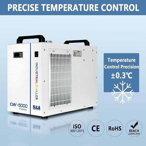 S&A CW-5000 DG Industrial Water Chiller 7L 1.14HP 2.64gpm Water Cooling System for 40W 50W 60W 70W 80W 90W 100W CO2 Laser Engraving & Cutting Machines,Cools 3868 BTU/Hour in Kuwait